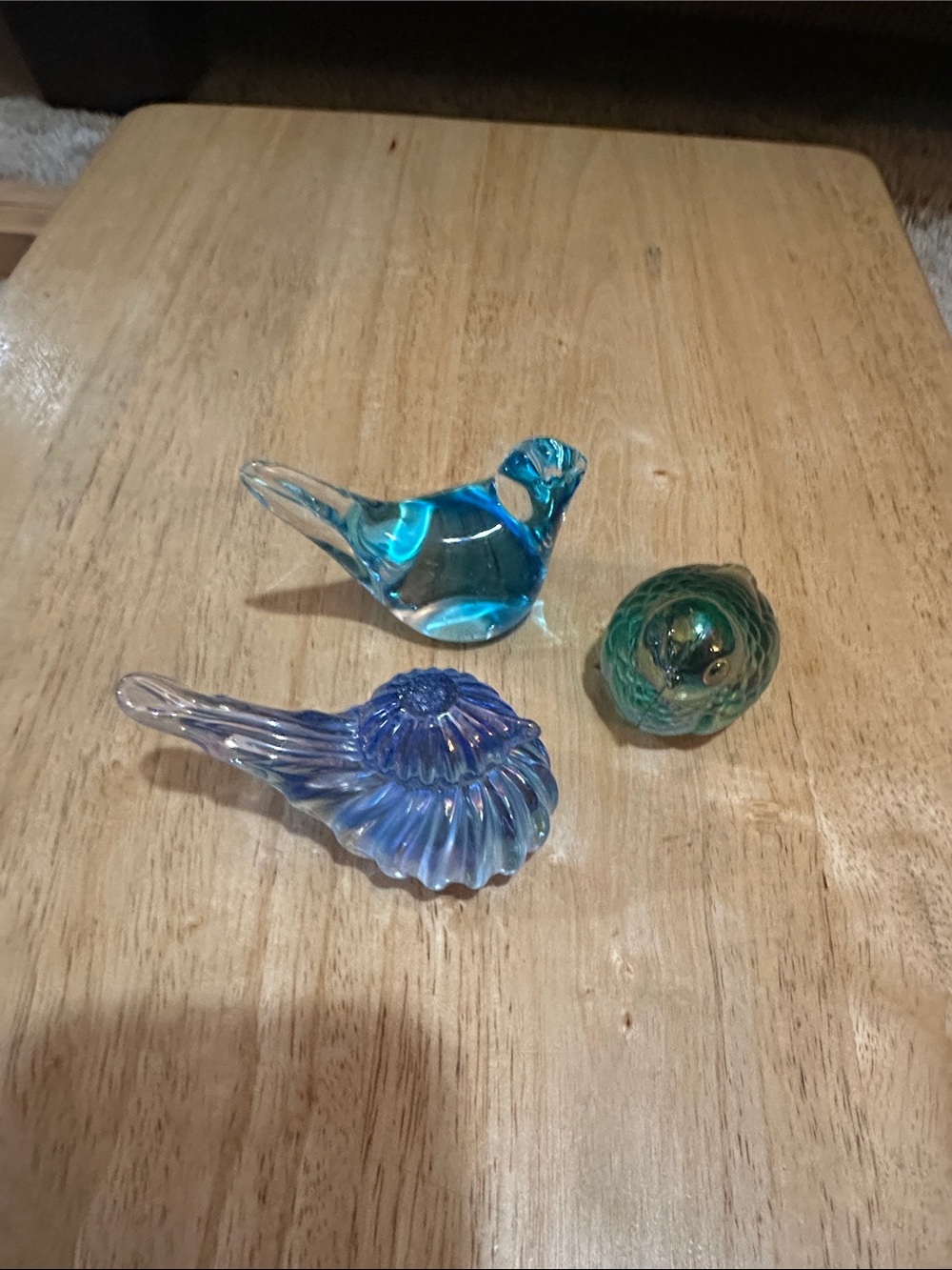 Blue and Teal Glass Bird Accent Set - Unbranded